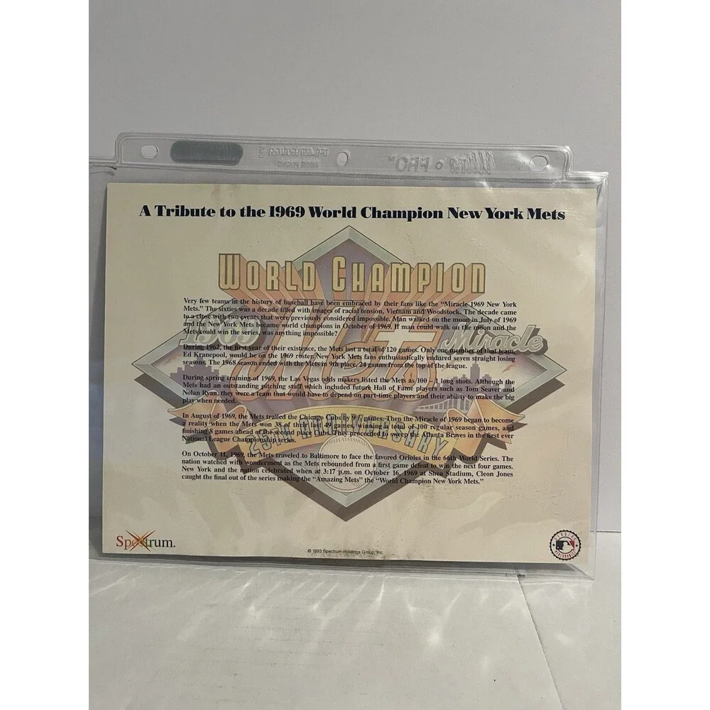 1994 Spectrum Promo Of 10,000 The Miracle Of ‘69 New York Mets 25th Anniversary